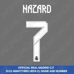 Hazard 7 (Official Real Madrid FC 2021/22 Away / Third Cup Competition Name and Numbering)